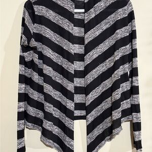 Black and Gray Striped Cardigan